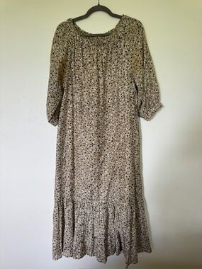 Mirth Handmade Edition Smocked Midi Dress - Brown Floral - Size M